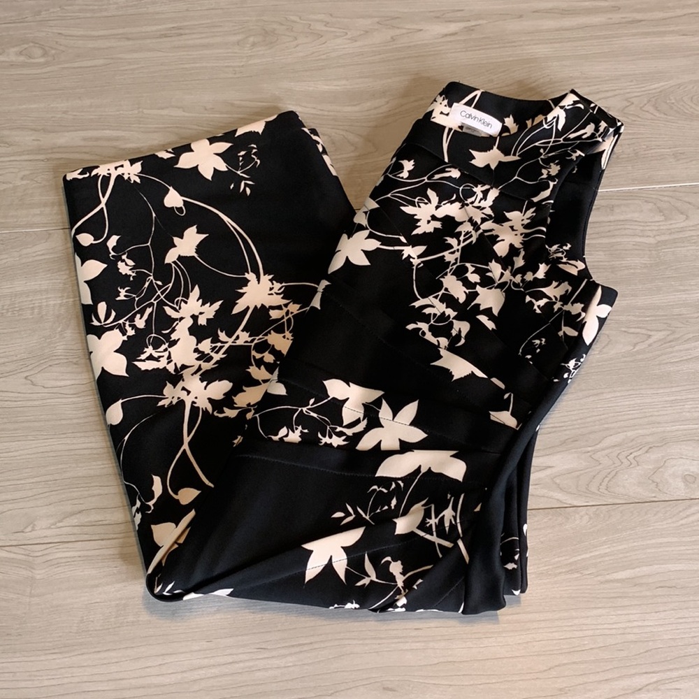 Calvin Klein Black and White Floral Dress Size - 12